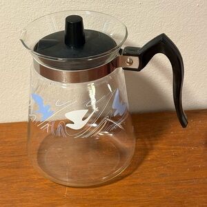 Vintage Cory 5-Cup Glass Carafe/Coffee Pot w-Bird Design D35 A/L